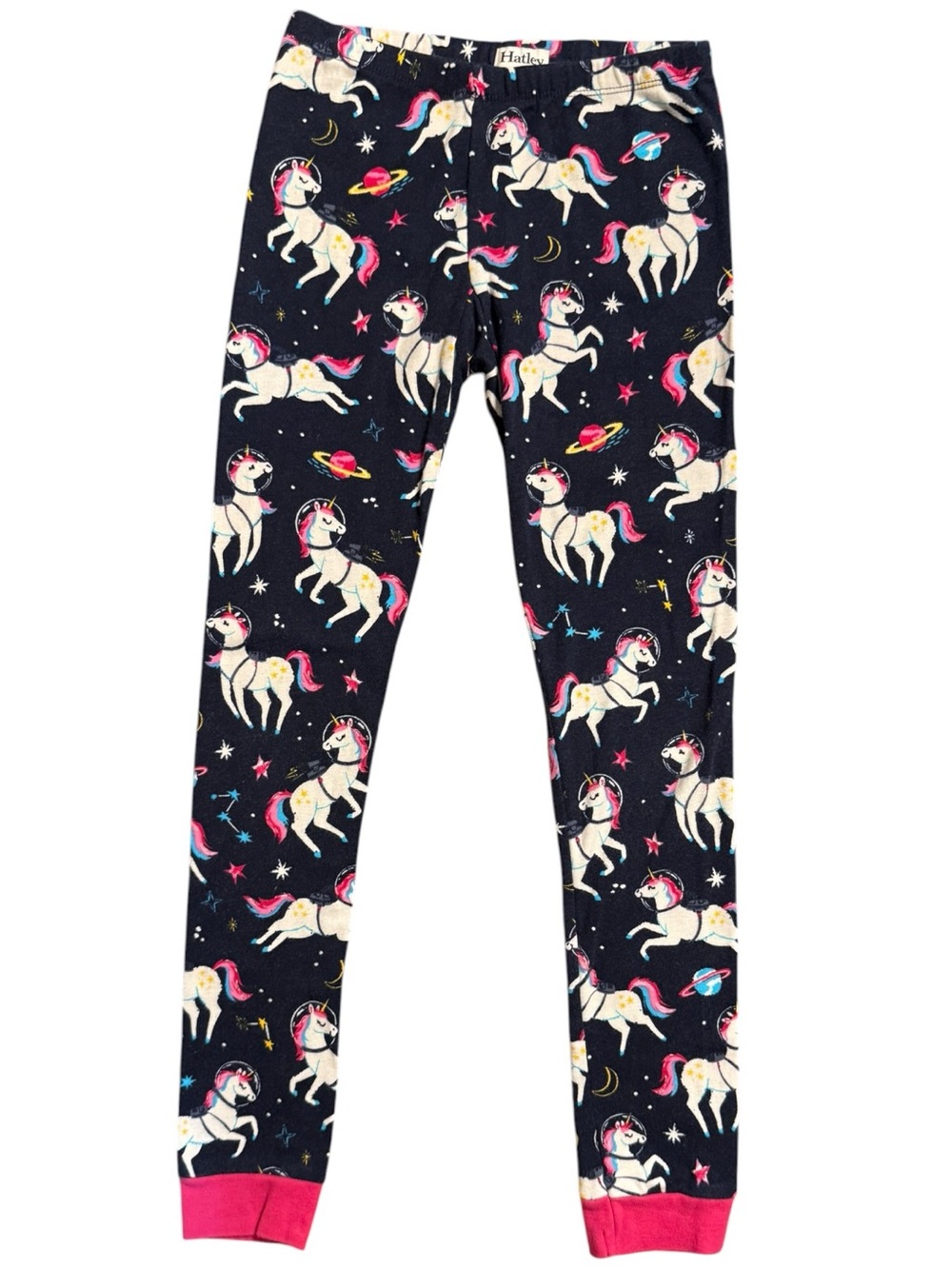 Hatley Unicorn Pajama Set Girls Size 10 Pink Rainbow Space Cotton PJs - Picture 8 of 11